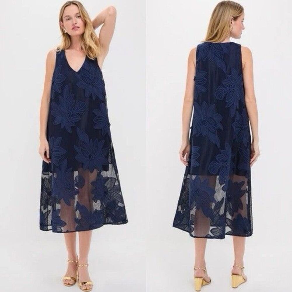 Tuckernuck Navy Sleeveless V NECK Maxi Dress Women Sz XXL Wedding Guest NWOT